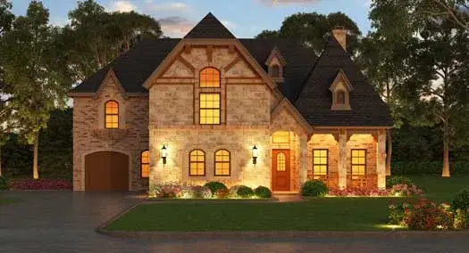European house plans 63-430 - front exterior, 5,297 sq ft, 5 bed, 5 bath house plans | Monster House Plans