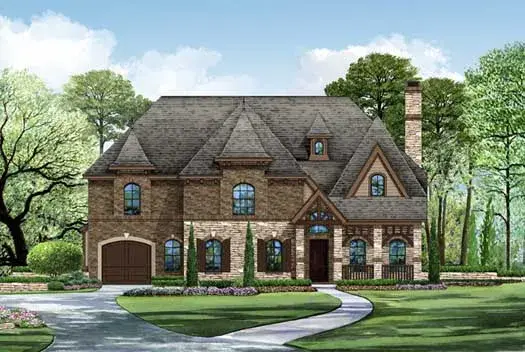 European house plans 63-431 - front exterior, 5,297 sq ft, 5 bed, 5 bath house plans | Monster House Plans