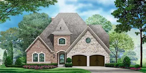 European house plans 63-432 - front exterior, 3,499 sq ft, 3 bed, 3 bath house plans | Monster House Plans
