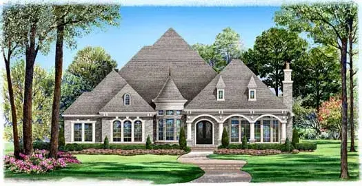 Mediterranean house plans 63-451 - front exterior, 4,977 sq ft, 4 bed, 3 bath house plans | Monster House Plans