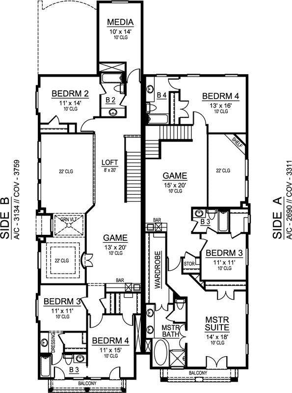 Upper/Second Floor Plan: 63-455