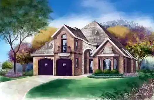 French Country house plans 63-457 - front exterior, 3,442 sq ft, 3 bed, 3 bath house plans | Monster House Plans