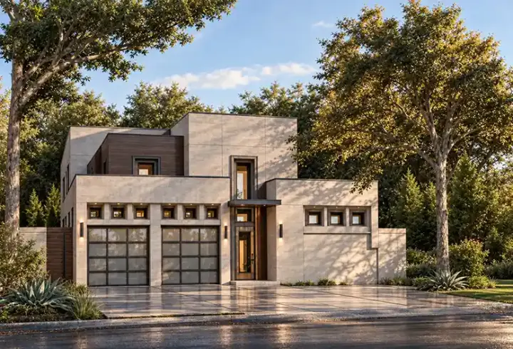 Modern house plans 63-496 - front exterior, 4,580 sq ft, 4 bed, 4 bath house plans | Monster House Plans