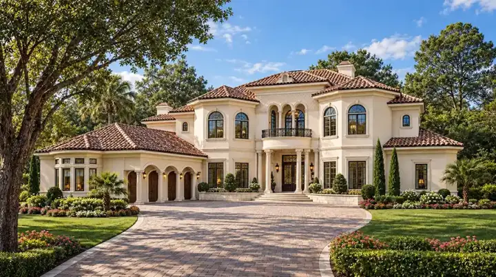 Mediterranean house plans 63-506 - front exterior, 7,587 sq ft, 5 bed, 6 bath house plans | Monster House Plans