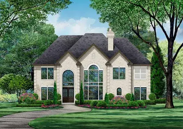 European house plans 63-555 - front exterior, 4,940 sq ft, 4 bed, 4 bath house plans | Monster House Plans