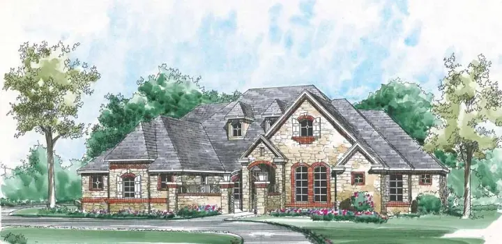 European house plans 63-581 - front exterior, 7,868 sq ft, 5 bed, 5 bath house plans | Monster House Plans