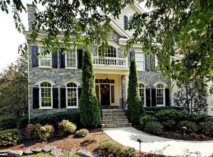 Colonial house plans 63-590 - front exterior, 4,241 sq ft, 5 bed, 4 bath house plans | Monster House Plans