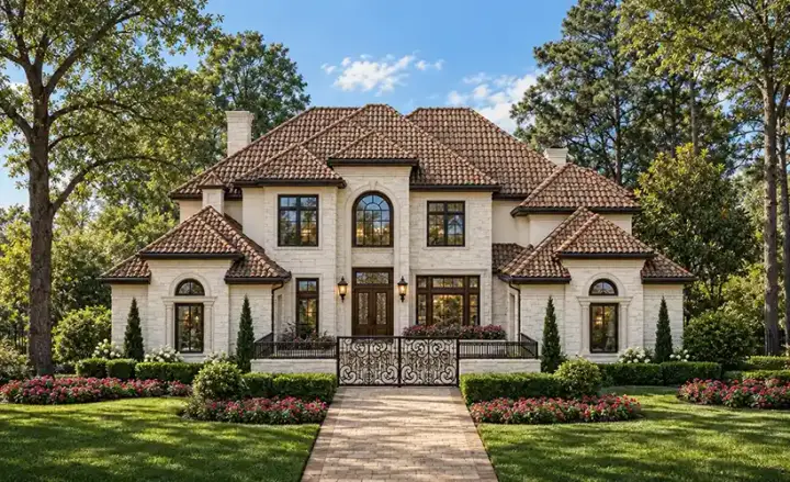 Mediterranean house plans 63-656 - front exterior, 6,376 sq ft, 5 bed, 6 bath house plans | Monster House Plans