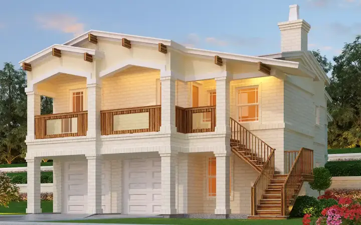 Contemporary house plans 63-657 - front exterior, 2,159 sq ft, 3 bed, 2 bath house plans | Monster House Plans