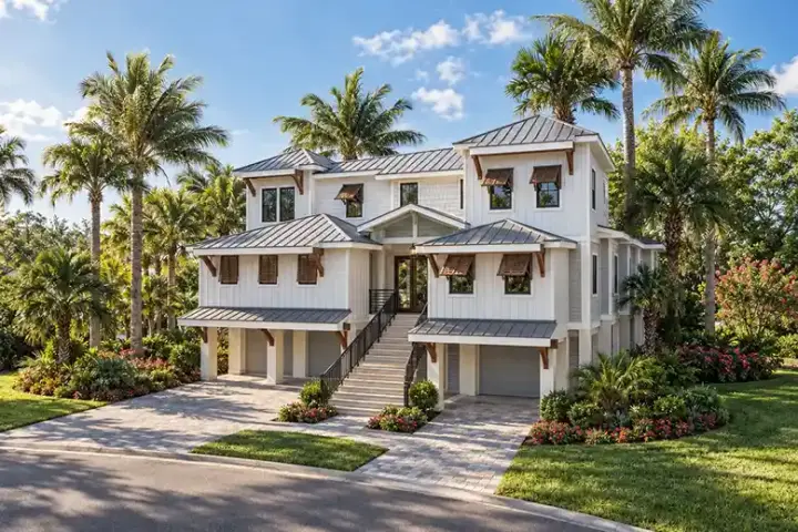 Coastal house plans 63-676 - front exterior, 5,177 sq ft, 5 bed, 5 bath house plans | Monster House Plans