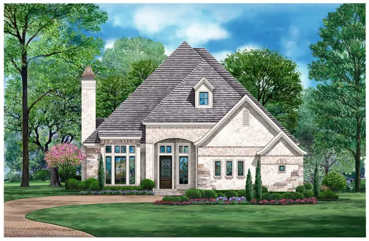European house plans 63-677 - front exterior, 2,575 sq ft, 3 bed, 3 bath house plans | Monster House Plans