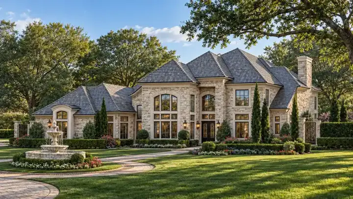 European house plans 63-680 - front exterior, 4,997 sq ft, 4 bed, 5 bath house plans | Monster House Plans
