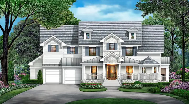 Country house plans 63-688 - front exterior, 4,402 sq ft, 4 bed, 5 bath house plans | Monster House Plans