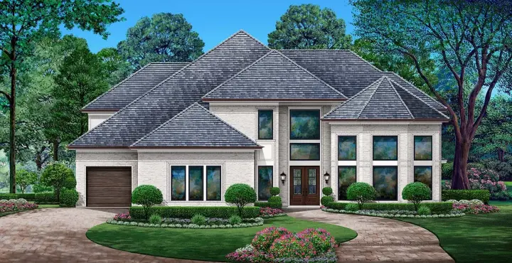 Traditional house plans 63-694 - front exterior, 4,987 sq ft, 4 bed, 4 bath house plans | Monster House Plans