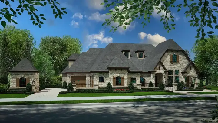 European house plans 63-697 - front exterior, 4,171 sq ft, 4 bed, 3 bath house plans | Monster House Plans