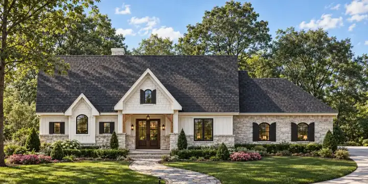 Country house plans 63-706 - front exterior, 1,974 sq ft, 2 bed, 2 bath house plans | Monster House Plans
