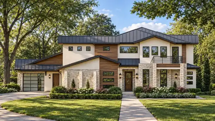 Contemporary house plans 63-710 - front exterior, 4,770 sq ft, 4 bed, 4 bath house plans | Monster House Plans