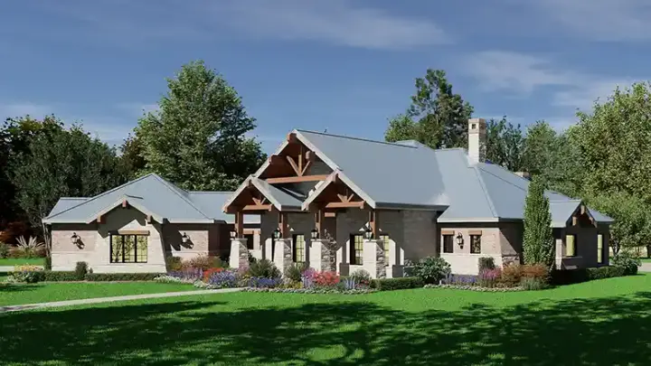 Mountain Rustic house plans 63-715 - front exterior, 2,670 sq ft, 3 bed, 4 bath house plans | Monster House Plans