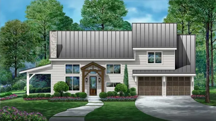 Mountain Rustic house plans 63-719 - front exterior, 2,353 sq ft, 3 bed, 2 bath house plans | Monster House Plans