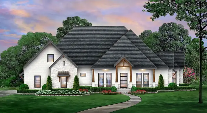 European house plans 63-736 - front exterior, 4,166 sq ft, 4 bed, 3 bath house plans | Monster House Plans