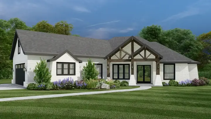 Craftsman house plans 63-737 - front exterior, 2,494 sq ft, 3 bed, 2 bath house plans | Monster House Plans