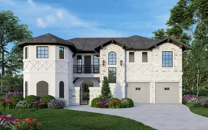 European house plans 63-743 - front exterior, 2,711 sq ft, 4 bed, 3 bath house plans | Monster House Plans