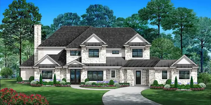 Traditional house plans 63-750 - front exterior, 4,169 sq ft, 4 bed, 4 bath house plans | Monster House Plans