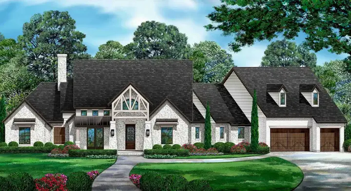 Country house plans 63-751 - front exterior, 3,797 sq ft, 3 bed, 4 bath house plans | Monster House Plans