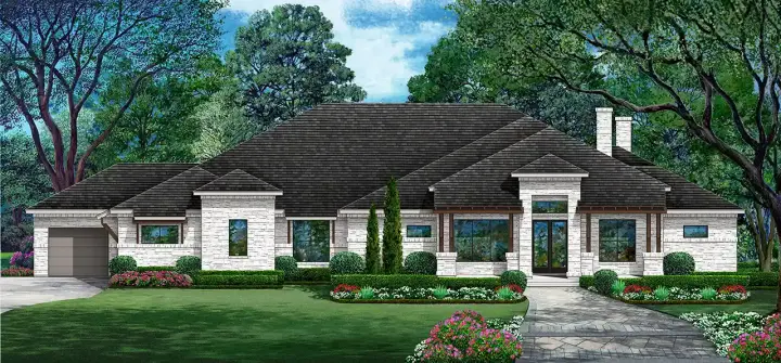 Traditional house plans 63-753 - front exterior, 5,273 sq ft, 4 bed, 5 bath house plans | Monster House Plans