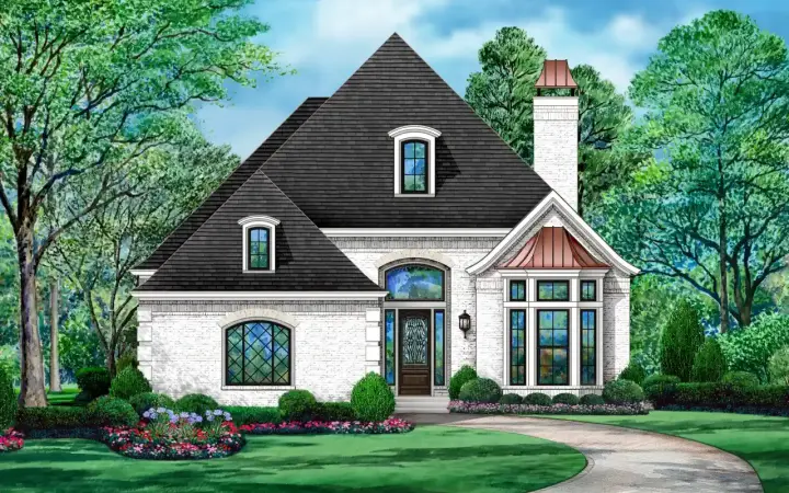 European house plans 63-755 - front exterior, 2,453 sq ft, 3 bed, 3 bath house plans | Monster House Plans