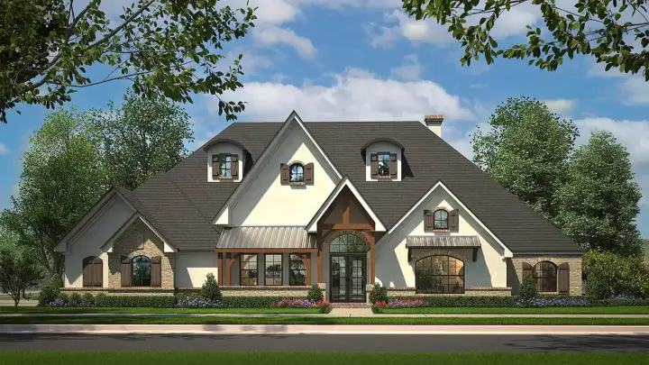 Traditional house plans 63-757 - front exterior, 3,553 sq ft, 4 bed, 4 bath house plans | Monster House Plans