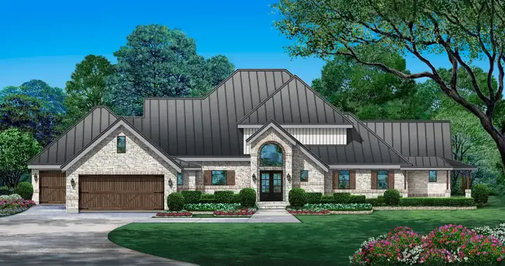 European house plans 63-758 - front exterior, 3,706 sq ft, 3 bed, 4 bath house plans | Monster House Plans