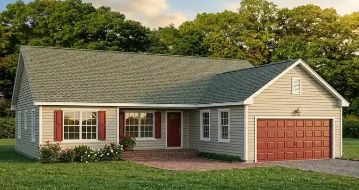 Traditional house plans 64-103 - front exterior, 1,380 sq ft, 3 bed, 2 bath house plans | Monster House Plans