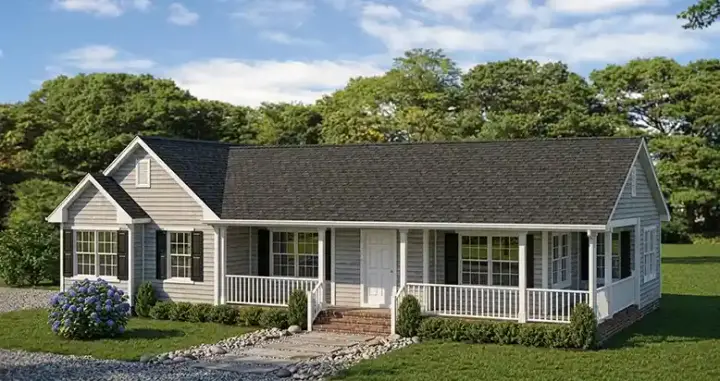 Ranch house plans 64-111 - front exterior, 1,030 sq ft, 2 bed, 1 bath house plans | Monster House Plans