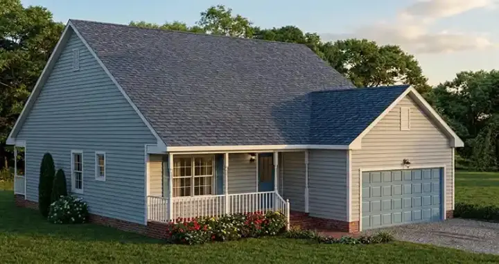 Traditional house plans 64-118 - front exterior, 1,311 sq ft, 3 bed, 2 bath house plans | Monster House Plans
