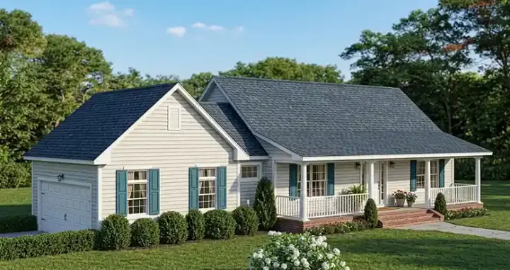 Country house plans 64-124 - front exterior, 1,085 sq ft, 2 bed, 2 bath house plans | Monster House Plans