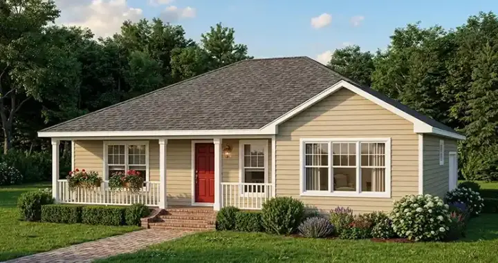 Traditional house plans 64-125 - front exterior, 1,358 sq ft, 3 bed, 2 bath house plans | Monster House Plans