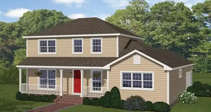 Traditional house plans 64-126 - front exterior, 2,089 sq ft, 4 bed, 3 bath house plans | Monster House Plans