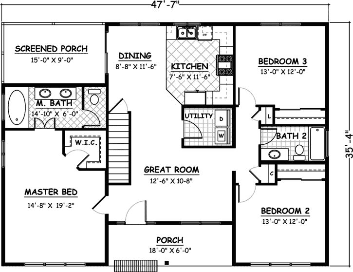 Traditional Style Home Design 64-129