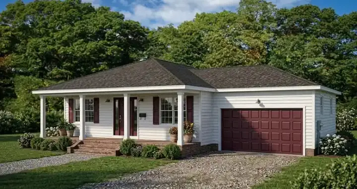 Traditional house plans 64-131 - front exterior, 1,328 sq ft, 3 bed, 2 bath house plans | Monster House Plans