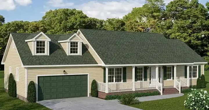 Country house plans 64-132 - front exterior, 1,324 sq ft, 3 bed, 2 bath house plans | Monster House Plans