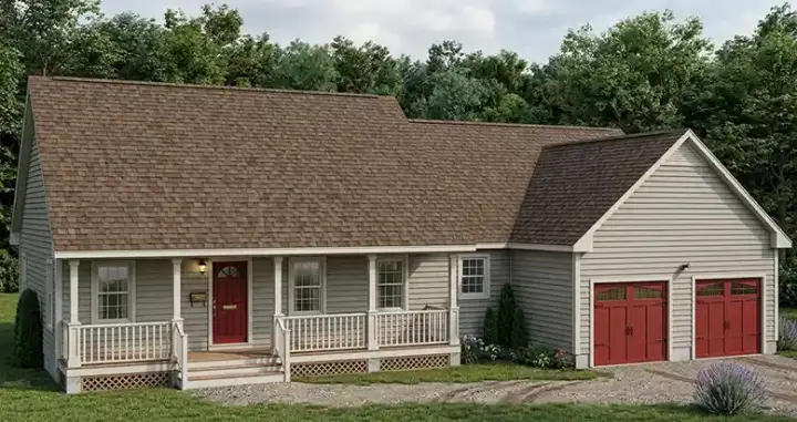 Ranch house plans 64-138 - front exterior, 1,360 sq ft, 3 bed, 2 bath house plans | Monster House Plans