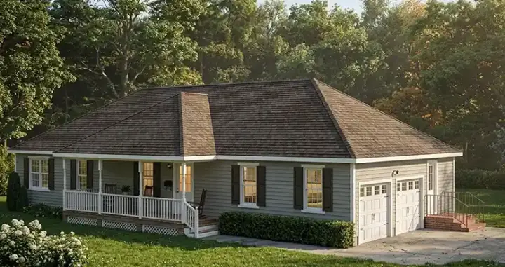 Traditional house plans 64-139 - front exterior, 1,480 sq ft, 3 bed, 2 bath house plans | Monster House Plans