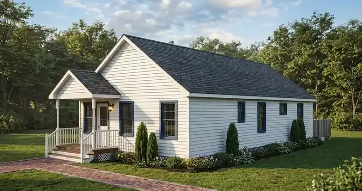 Traditional house plans 64-140 - front exterior, 1,300 sq ft, 3 bed, 2 bath house plans | Monster House Plans
