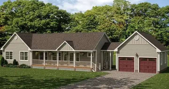 Country house plans 64-149 - front exterior, 1,400 sq ft, 3 bed, 2 bath house plans | Monster House Plans