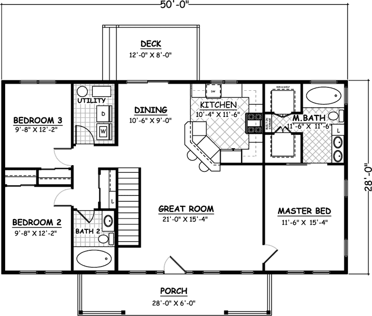Southern Style Floor Plans 64-150