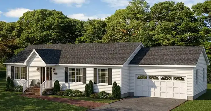 Ranch house plans 64-153 - front exterior, 1,345 sq ft, 3 bed, 2 bath house plans | Monster House Plans