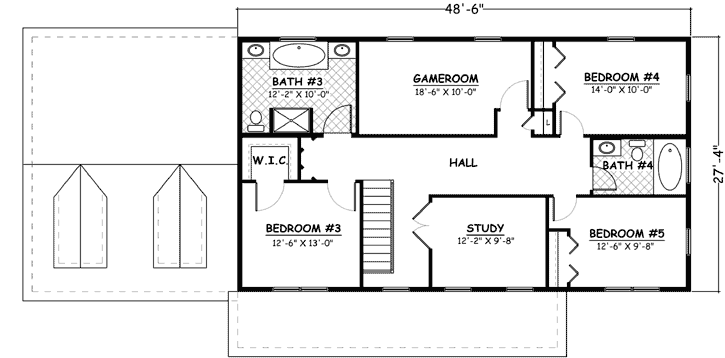 Upper/Second Floor Plan: 64-165