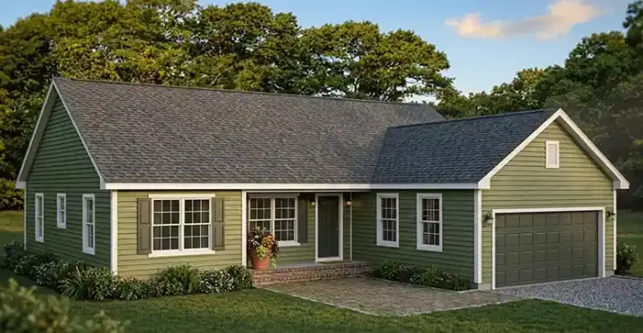 Traditional house plans 64-172 - front exterior, 1,380 sq ft, 3 bed, 2 bath house plans | Monster House Plans