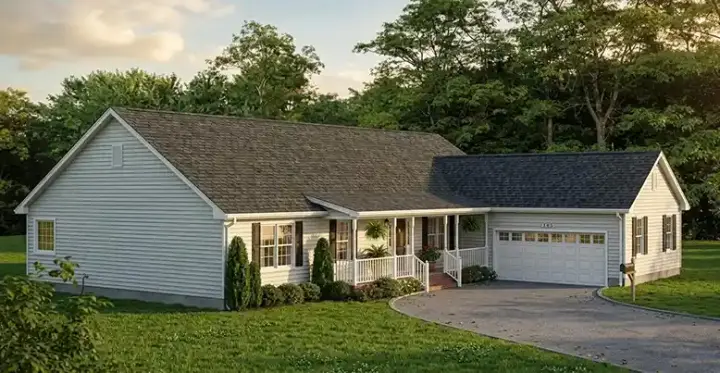 Ranch house plans 64-174 - front exterior, 1,975 sq ft, 3 bed, 2 bath house plans | Monster House Plans